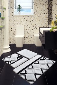 Acrylic Bathmat Set (3 Pieces) Jane - White Multicolor