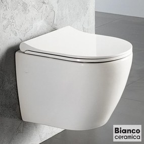 BIANCO CERAMICA VT01000-300 VITO Κρεμαστή Λεκάνη με κάλυμμα βακελίτη Απλό White 48εκ