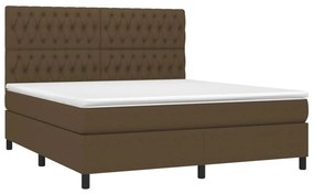 vidaXL Κρεβάτι Boxspring με Στρώμα &amp; LED Σκ.Καφέ 180x200εκ. Υφασμάτινο