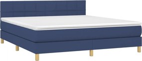 vidaXL Κρεβάτι Boxspring με Στρώμα &amp; LED Μπλε 160x200 εκ. Υφασμάτινο