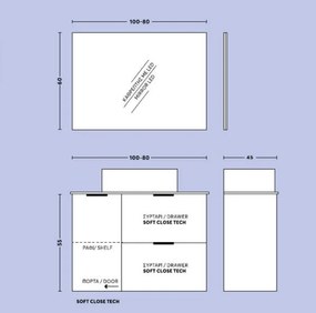 One Project Fenix B 100  MDF - 'Επιπλο Μπάνιου Με Καθρέπτη LED