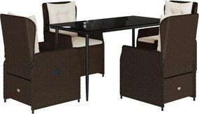 vidaXL Σετ Τραπεζαρίας Κήπου 5 Τεμαχίων Καφέ Συνθ. Ρατάν με Μαξιλάρια