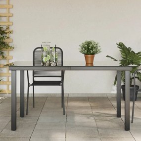 vidaXL Τραπέζι Κήπου Μαύρο 150 x 90 x 74 εκ. από Αλουμίνιο / Γυαλί