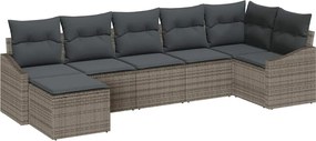 vidaXL Σετ Καναπέ με μαξιλάρι 7 pcs Γκρι συνθετικό ρατάν