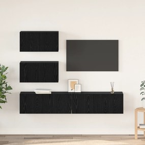 vidaXL Σέτ Ντουλάπας Τηλεόρασης 4 pcs Μαύρη Δρυς 80 x 30 x 30 εκ.