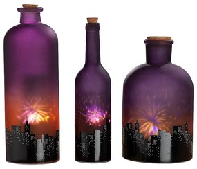 Διακοσμητικό ArteLibre Μπουκάλι Πόλη Φωτιζόμενο LED Πολύχρωμο Γυαλί 11x11x32cm Σε 3 Σχέδια