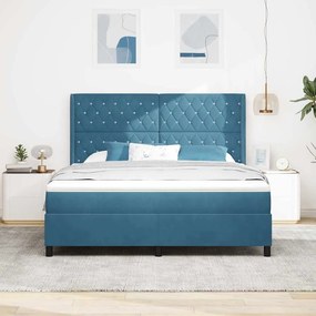 vidaXL Κρεβάτι με ελατήρια με μαξιλάρι Μπλε 180 x 200 cm Βελούδο