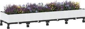 vidaXL Κήπος Γλαστράκι με Ροδάκια Λευκό 160 x 40 x 29 cm PP