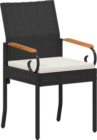 vidaXL Καρέκλες Κήπου με μαξιλάρι 4 pcs Μαύρο και Κρεμ Λευκό