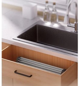 Στεγνωτήριο Kinghoff KH 1903, 45x32 cm, Ανθεκτικό στη διάβρωση, Ακμές σιλικόνης, Αντιολισθητικό, Πτυσσόμενο, Inox/γκρι