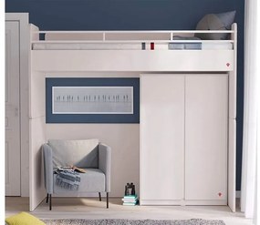 Υπερυψωμένο κρεβάτι με ντουλάπα WHITE STUDIO 8