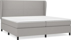 vidaXL Κρεβάτι Boxspring με Στρώμα Ανοιχτό Γκρι 200x200 εκ. Υφασμάτινο