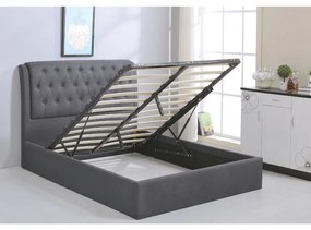 MAXWELL Κρεβάτι Διπλό με Αποθηκευτικό Χώρο, για Στρώμα 160x200cm, Ύφασμα Γκρι 166x221x104cm