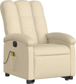 vidaXL Πολυθρόνα Μασάζ Ηλεκ. Ανακλινόμενη με Ανύψωση Κρεμ Υφασμάτινη
