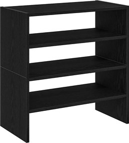 vidaXL Ράφια παπουτσιών 2 τμχ στοιβαζόμενα Μαύρη βελανιδιά