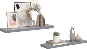 vidaXL Ράφια Τοίχου 2 τεμ. Γκρι 90x23,5x3,8 εκ. MDF