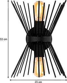 Απλίκα τοίχου Kirpi Megapap E27 μεταλλική χρώμα μαύρο 23x5x33εκ.