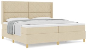 vidaXL κρεβάτι Box Spring με στρώμα  Κρεμ 200x200 εκ. Υφασμάτινο