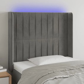 Κεφαλάρι Κρεβατιού LED Ανοιχτό Γκρι 83x16x118/128εκ. Βελούδινο 3124316