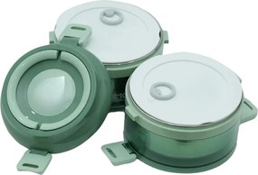 Σετ 2 Δοχεία Φαγητού Inox 1600ml σε Διάφορα Χρώματα - Πράσινο