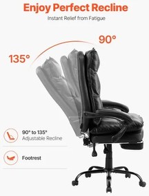 VEVOR Executive Office Chair High Back Chair with Footrest Lumbar Pillow Black