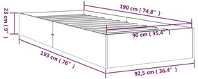 ΠΛΑΙΣΙΟ ΚΡΕΒΑΤΙΟΥ 90 X 190 ΕΚ. ΑΠΟ ΜΑΣΙΦ ΞΥΛΟ 3FT SINGLE 820067