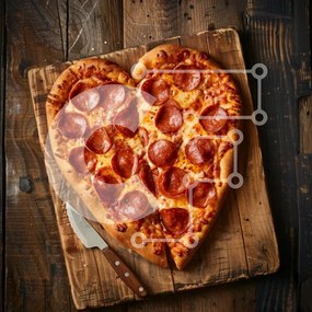 Intra Συλλεκτικό Ξύλινο Παζλ Plywood  4mm - Πίτσα Pepperoni σε σχήμα καρδιάς Σε Ξύλινο Κουτί - Διαστάσεις: 10x10 cm – 25 κομμάτια
