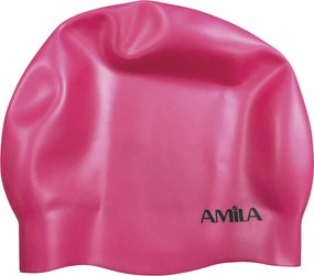 Amila Σκουφακι Κολυμβησης Σιλικονης Μακρια Μαλλια No Wrinkle Ροζ (47022)