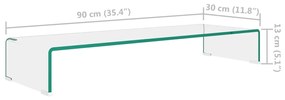 vidaXL Βάση Τηλεόρασης/Οθόνης Διάφανη 90 x 30 x 13 εκ. Γυάλινη