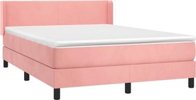 vidaXL Κρεβάτι Boxspring με Στρώμα Ροζ 140x190 εκ. Βελούδινο
