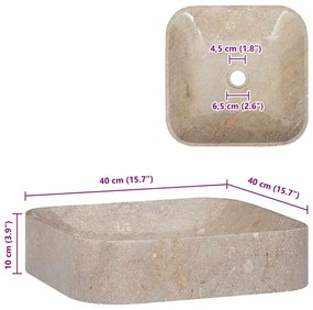 vidaXL Νιπτήρας Γκρι 40 x 40 x 10 εκ. Μαρμάρινος