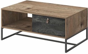 Lh-homefurniture Τραπεζάκι dark χρώμα Βελανιδιά+black stone 104x68x44cm DR-40