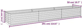 Ζαρντινιέρα 291 x 50 x 36 εκ. από Ατσάλι Σκληρυθέν στον Αέρα - Καφέ