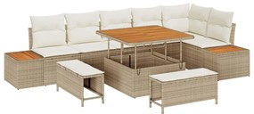 vidaXL Σετ Καναπέ Κήπου 9 pcs Μπεζ συνθετικό ρατάν