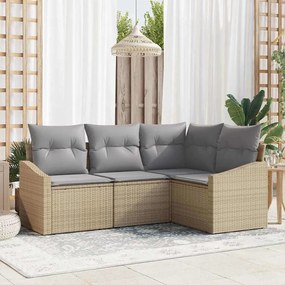 vidaXL Σετ Καναπέ Κήπου 4 pcs Μπεζ Πολυ ράταν