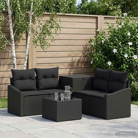 vidaXL Σετ Καναπέ 6 τμχ. Μαύρο 55 x 55 x 37 εκ Πολυ-ρακί και Χάλυβας