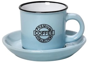 Φλυτζάνι Με Πιατάκι Espresso Stoneware 90ml Γαλάζιο Coffee ESPIEL HUN306K12