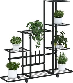 vidaXL Ανθοστήλη με Ρόδες Μαύρη 94,5 x 25 x 92,5 εκ. Μεταλλική