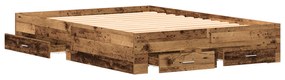 vidaXL Κρεβάτι με Συρτάρια Παλιού Ξύλου 135x190 εκ. Επεξεργασμένο Ξύλο