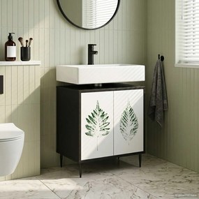 vidaXL Ντουλάπι Μπάνιου HANAU Μαύρη Δρυς 60 x 40 x 61 εκ
