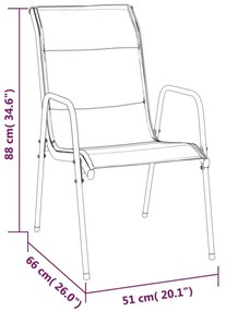 Καρέκλες Κήπου 4 τεμ. Μαύρες από Ατσάλι / Textilene - Μαύρο