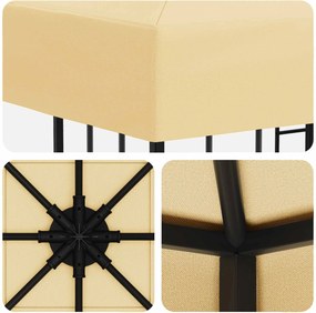 vidaXL Κιόσκι 3 x 3 m Κρεμ Πολυεστέρας και Χάλυβας 190 gsm