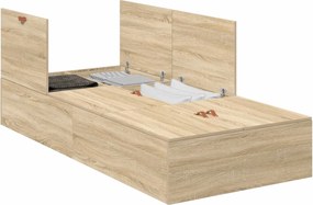 vidaXL Κρεβάτι με αποθηκευτικό χώρο Δρύς Sonoma 90 x 190 cm