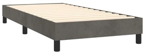 vidaXL Κρεβάτι Boxspring με Στρώμα Σκούρο Γκρι 100x200 εκ. Βελούδινο