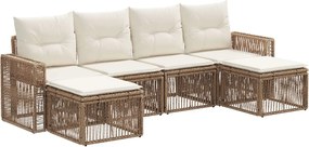 vidaXL Σετ Καναπέ Κήπου 6 pcs Μπεζ και Κρέμ συνθετικό ρατάν
