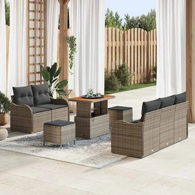 vidaXL Σετ Καναπέ Κήπου Ρυθμιζόμενο ύψος 8 pcs Γκρι συνθετικό ρατάν