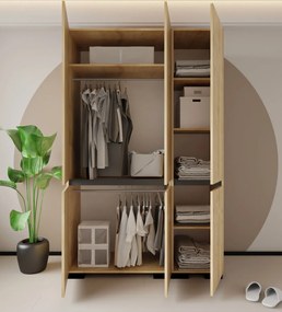 Ντουλάπα Sapphire Δρυς / Ανθρακί DREFIVE 135x52x210