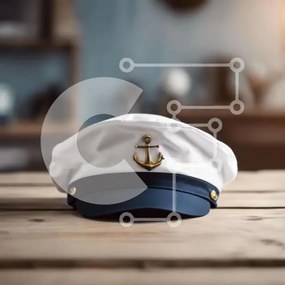 Intra Συλλεκτικό Ξύλινο Παζλ Plywood  4mm - Καπέλο Sailor σε σχήμα άγκυρας σε ξύλινο τραπέζι Σε Ξύλινο Κουτί - Διαστάσεις: 10x10 cm – 25 κομμάτια