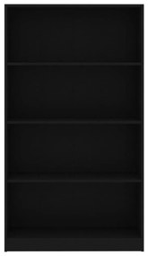 Βιβλιοθήκη με 4 Ράφια Μαύρη 80 x 24 x 142 εκ. από Μοριοσανίδα - Μαύρο
