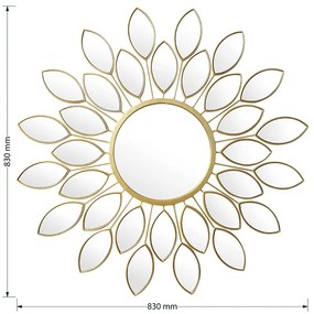 Καθρέπτης Flower pakoworld χρυσό 83x2.5x83εκ - Μέταλλο - 233-000002